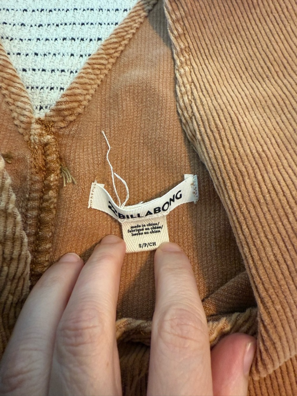Billabong Rust Corduroy Zip Front Mini Dress - Picture 2 of 2